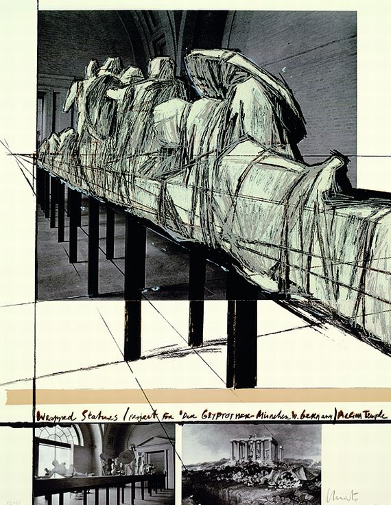 Christo - Wrapped Statues (Project for "Die Glyptothek München.W. Germany/Aegina Temple")