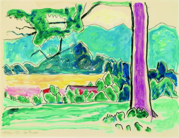 Gabriele Münter - Lila Baumstamm a. Allee