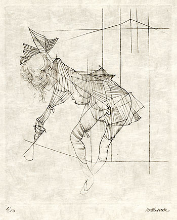 Hans Bellmer - 2 Bll.: Petite fille à la toupie. Epure reptiligne