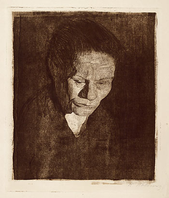 Käthe Kollwitz - Gesenkter Frauenkopf