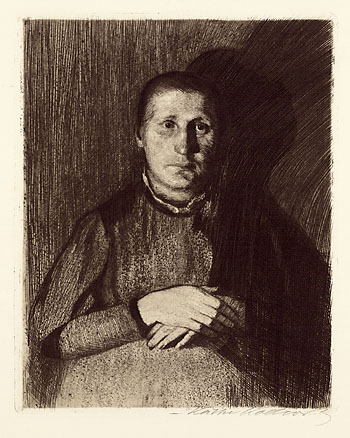 Käthe Kollwitz - Frau mit übereinandergelegten Händen