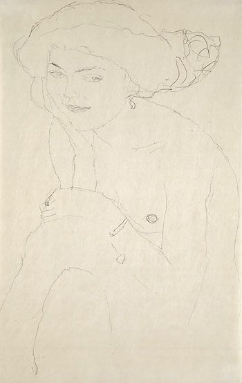 Gustav Klimt - Sitzender Halbakt von vorn, um 1910