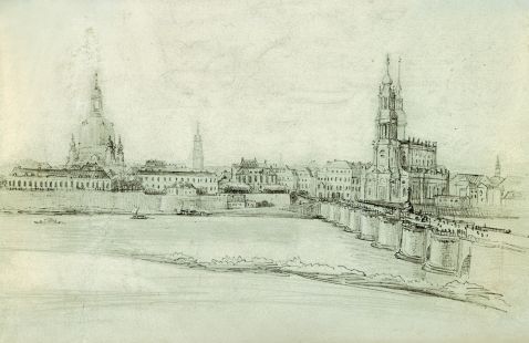 Otto Speckter - Ansicht von Dresden - Blick vom Neustädter Ufer