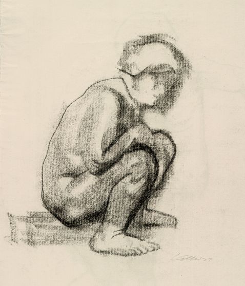 Käthe Kollwitz - Hockender weiblicher Akt