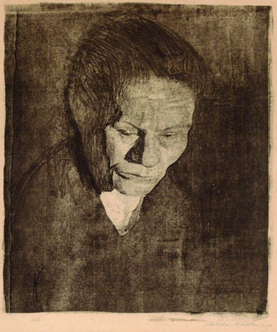 Käthe Kollwitz - Gesenkter Frauenkopf