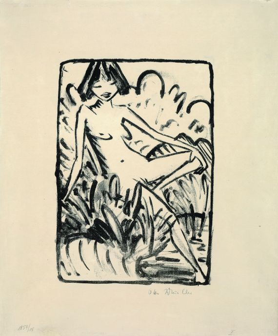 Otto Mueller - Am Ufer sitzendes Mädchen
