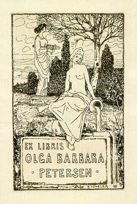 Heinrich Vogeler - 2 Bll. Exlibris: Olga Barbara Lorenz-Meyer. Olga Barbara Petersen