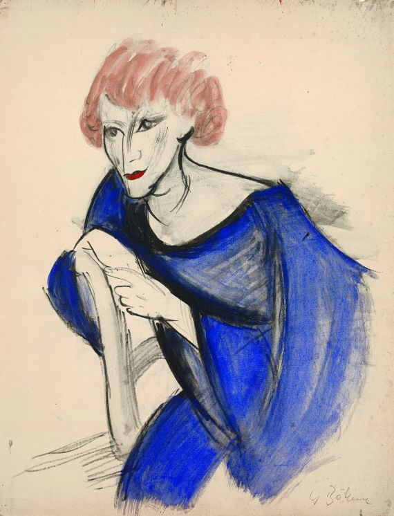 Gerd Böhme - Frau mit blauem Kleid