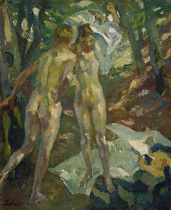 Leo Putz - Zwei weibliche Akte im Wald