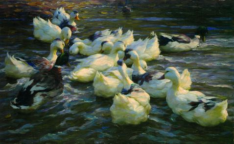 Alexander Koester - Enten in den See gehend