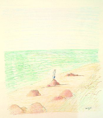 Jean-Jacques Sempé - Mann das Meer grüßend