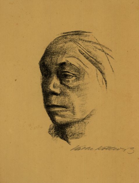 Käthe Kollwitz - Kleines Selbstbildnis nach links