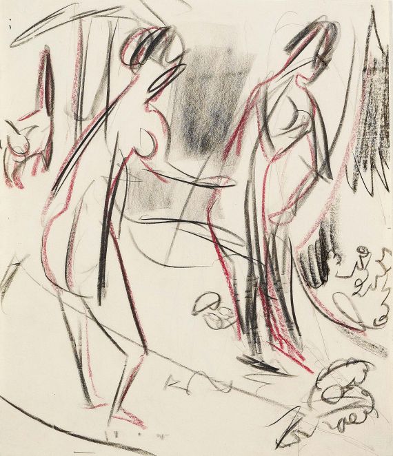 Ernst Ludwig Kirchner - Zwei stehende weibliche Akte im Walde
