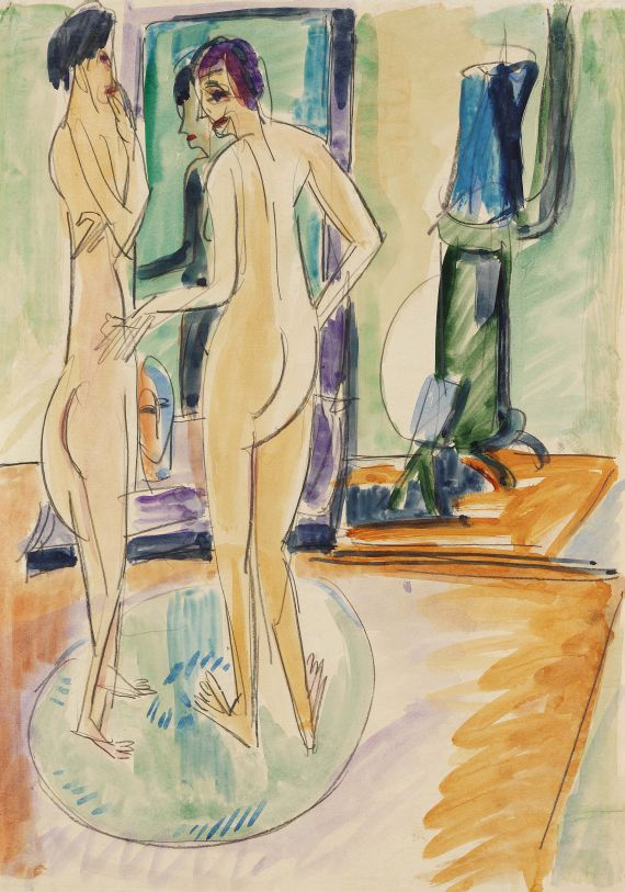 Ernst Ludwig Kirchner - Zwei nackte Mädchen am Ofen