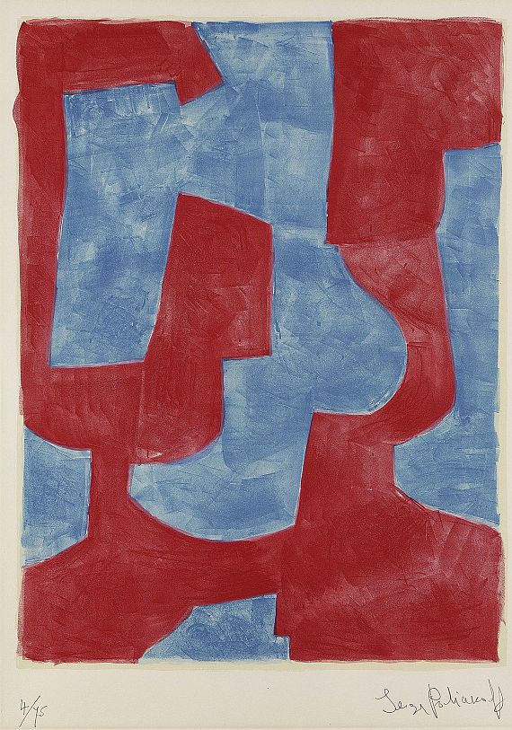 Serge Poliakoff - Composition bleue et rouge