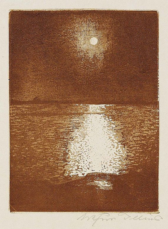 Arthur Illies - 2 Bll.: Mondschein an der Elbe. Wiesenlandschaft