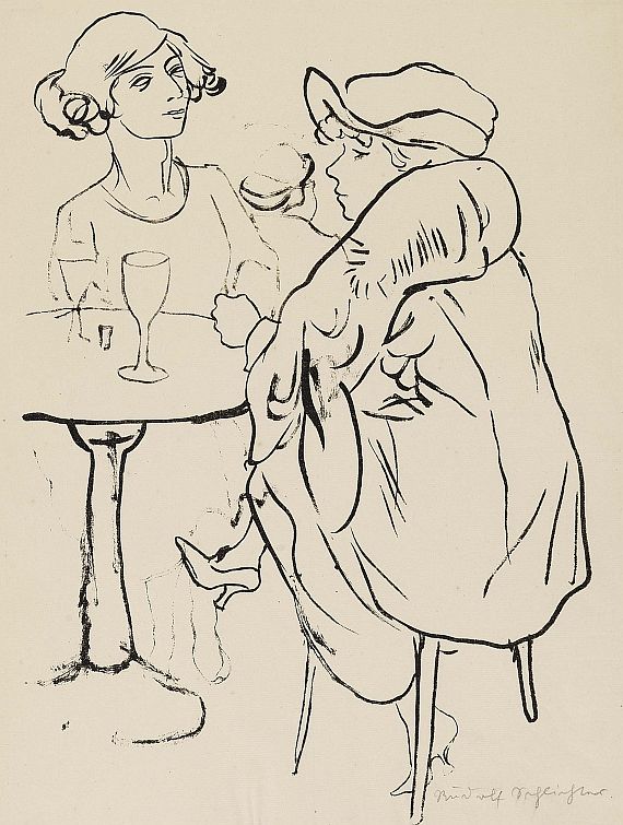 Rudolf Schlichter - 2 Bll.: Im Café. Liebesunterhaltung