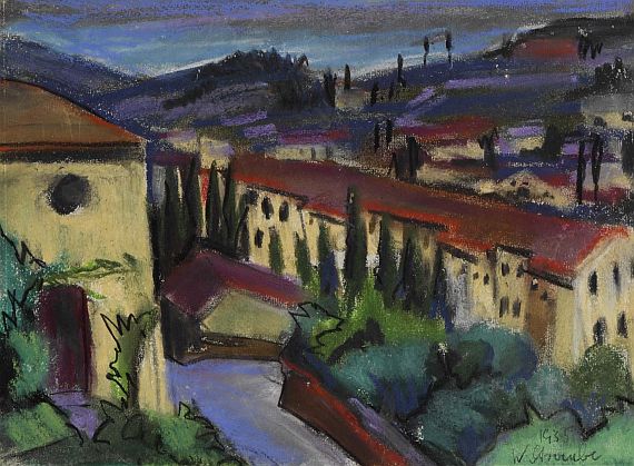 William Straube - Blick auf Fiesole vom Kloster aus