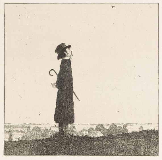 Heinrich Vogeler 1897 Frühling Frau im Birkenwald Postkarte 