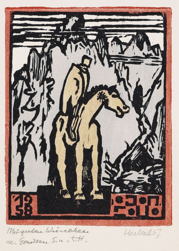 Erich Heckel - 27. Jahresblatt: Reiter im Gebirge