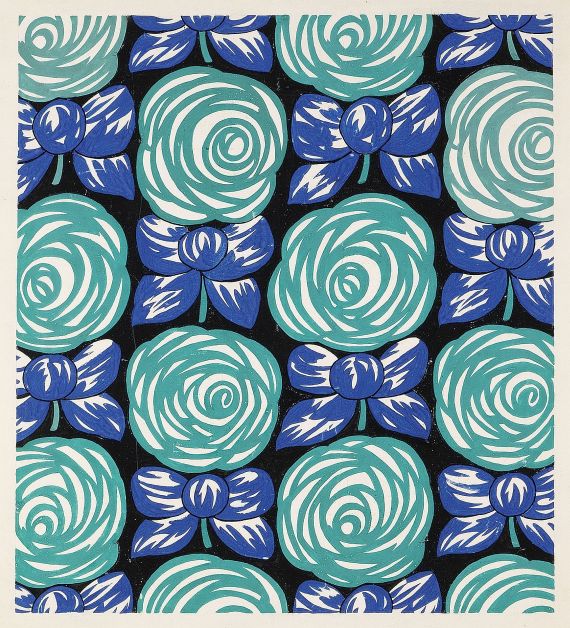 Raoul Dufy - Roses vertes avec des boucles bleues