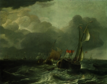 Henrick Jacobsz. Dubbels - Zugeschrieben - Segelboote in frischem Wind vor Amsterdam