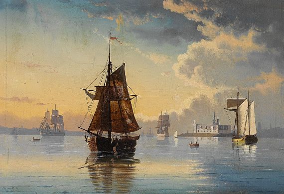 Dänemark - Segelschiffe vor Schloss Kronborg