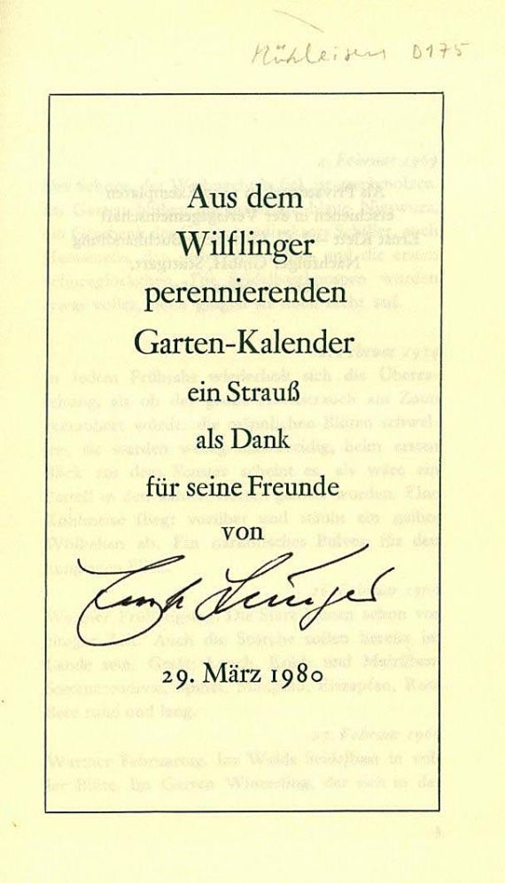 Ernst Jünger - 6 Schriften (2 sign.) + sign. Danksagungskarte.
