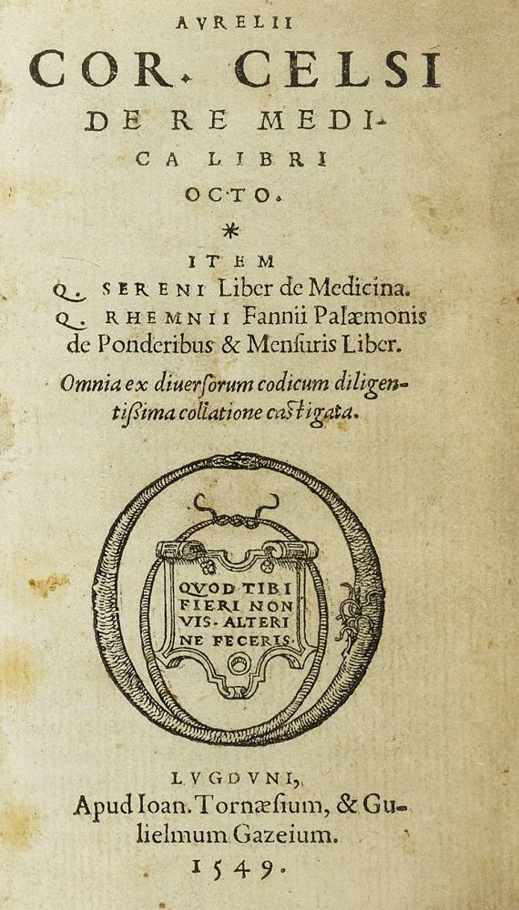  Aurelius - De re medica. 1549.