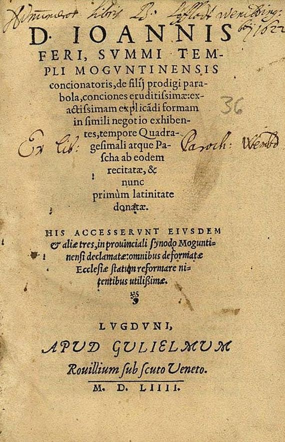 Johannes Ferus - De filij prodigi parabola. 1554.