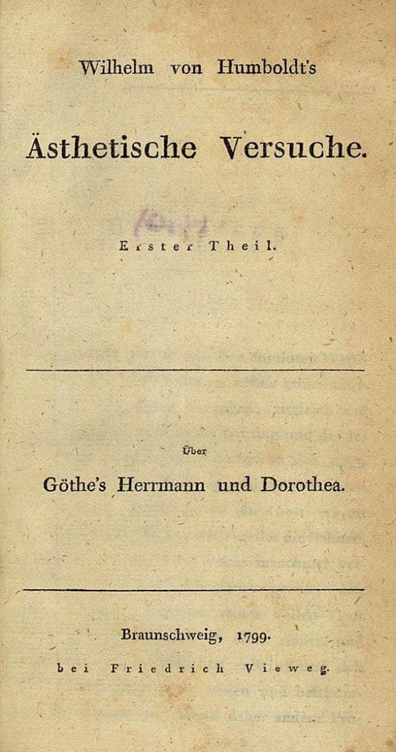 Wilhelm von Humboldt - Ästhetische Versuche