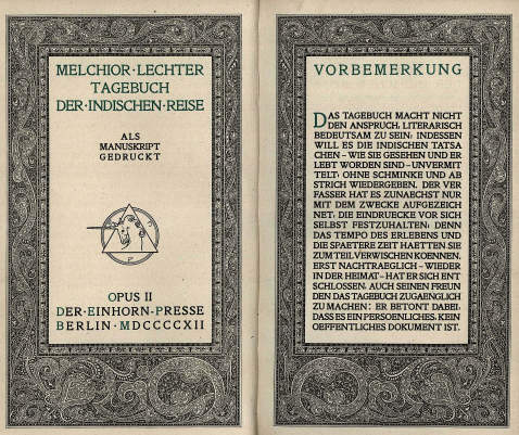 Melchior Lechter - Tagebuch der Indischen Reise. 1912