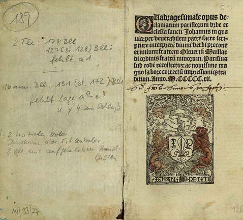 Olivier Maillard - Quadragesimale opus. 1512.