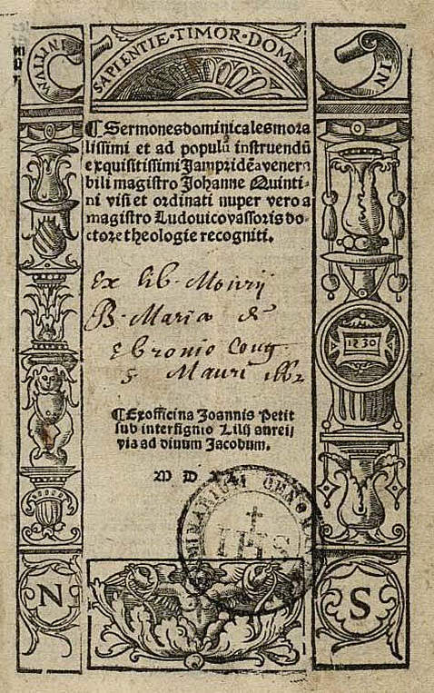 Nicolaus de Aquaevilla - Sermones dominicales. 1540.