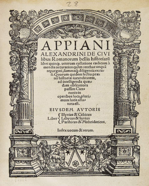  Appianus Alexandrinus - De civilibus Romanorum bellis. 1529.