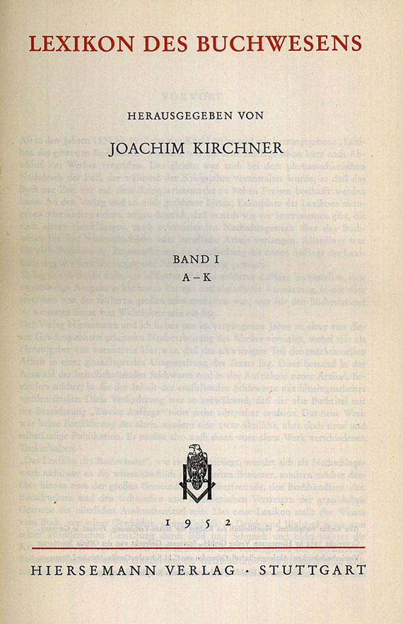 Lexikon des Buchwesens - Lexikon des Buchwesens. 4 Bde. 1953