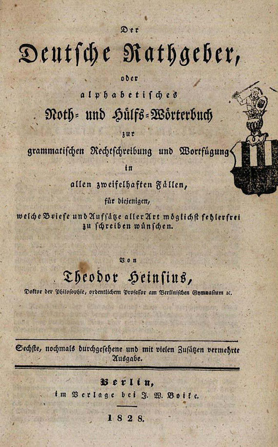 Heinsius, T. - Der deutsche Ratgeber. 1828