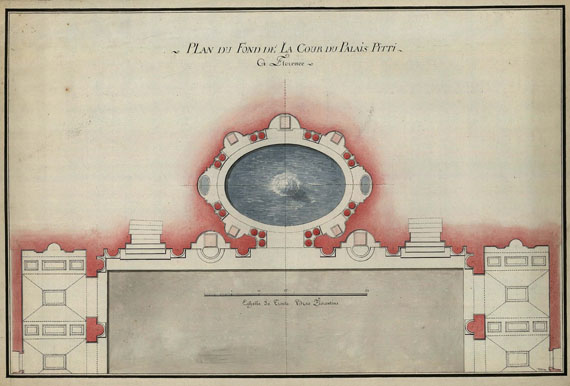 Italien - Plan du Fond de la Cours du Palais Pitti a Florence.