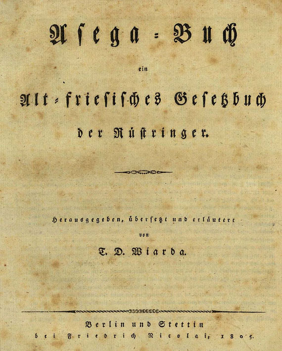 Wiarda, T. D. - Asega-Buch. 1805