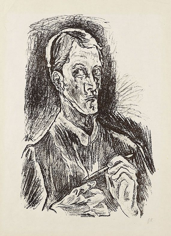 Oskar Kokoschka - Selbstbildnis (Brustbild mit Zeichenstift)