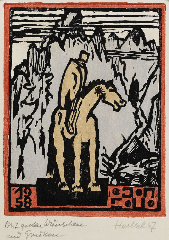 Erich Heckel - 27. Jahresblatt: Reiter im Gebirge