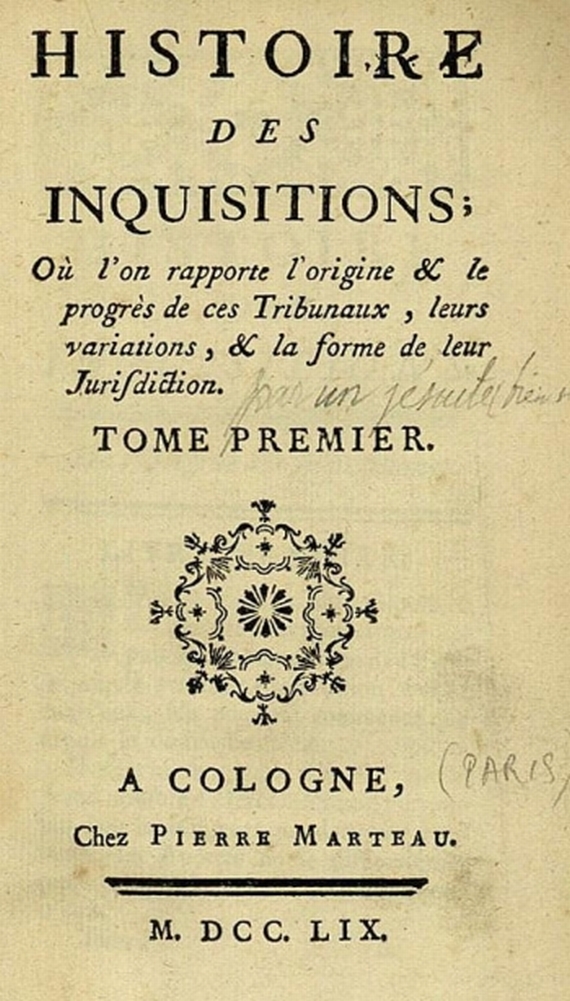 C.-P. Goujet - Histoire des Inquisitions, 2 Bde. 1759.