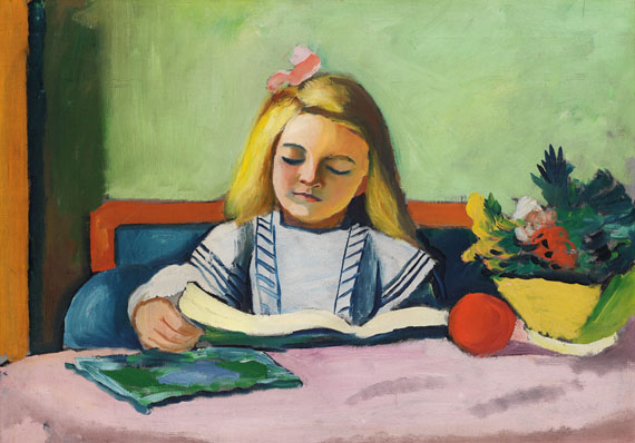 August Macke - Blondes Mädchen mit Buch