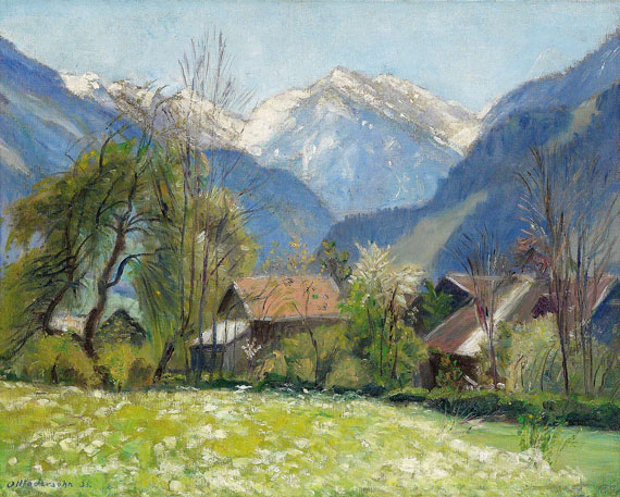 Otto Modersohn - Allgäu - Frühlingslandschaft in Vorderhindelang