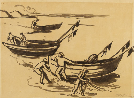 Hermann Max Pechstein - Fischerboote am Strand