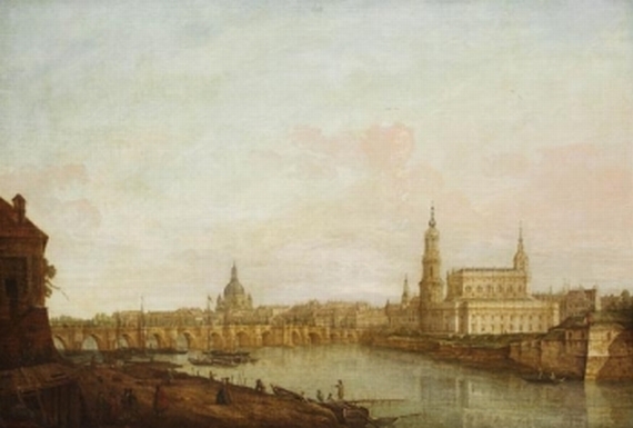 Bernardo Bellotto gen. Canaletto - Nach - Dresden vom rechten Elbufer unterhalb der Augustusbrücke