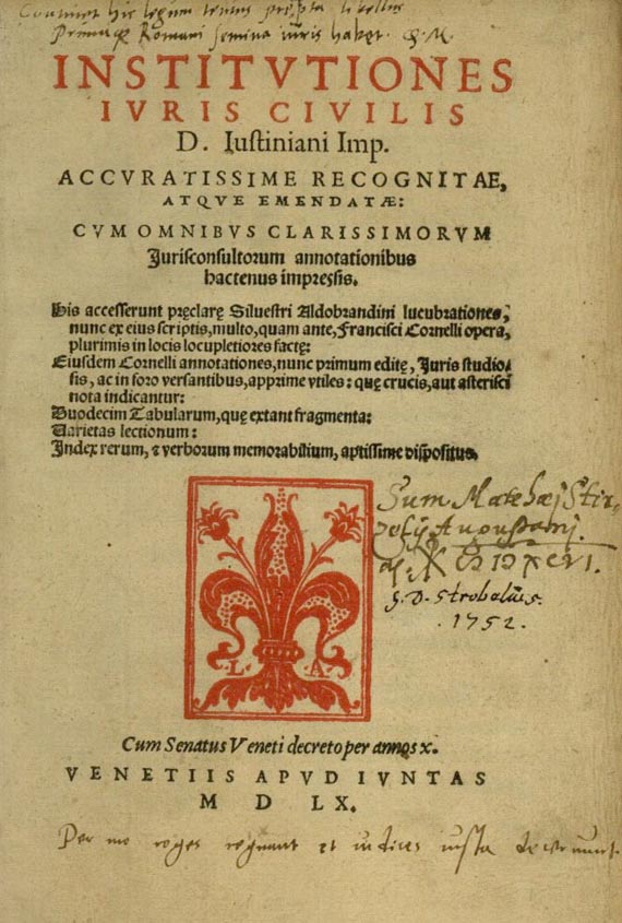  Justinianus - Institutiones juris civilis (21). 1560