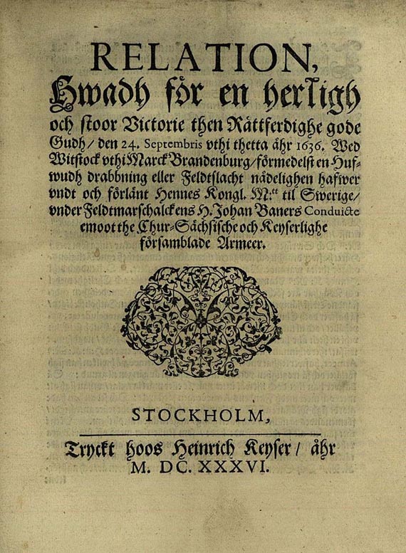   - Relation, Stockholm 1636