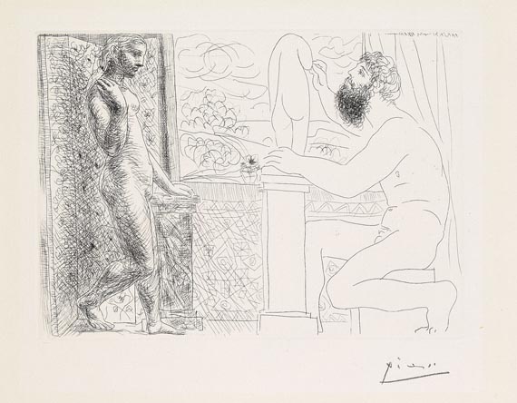 Pablo Picasso - Sculpteur travaillant sur le motif avec Marie-Thérèse posant