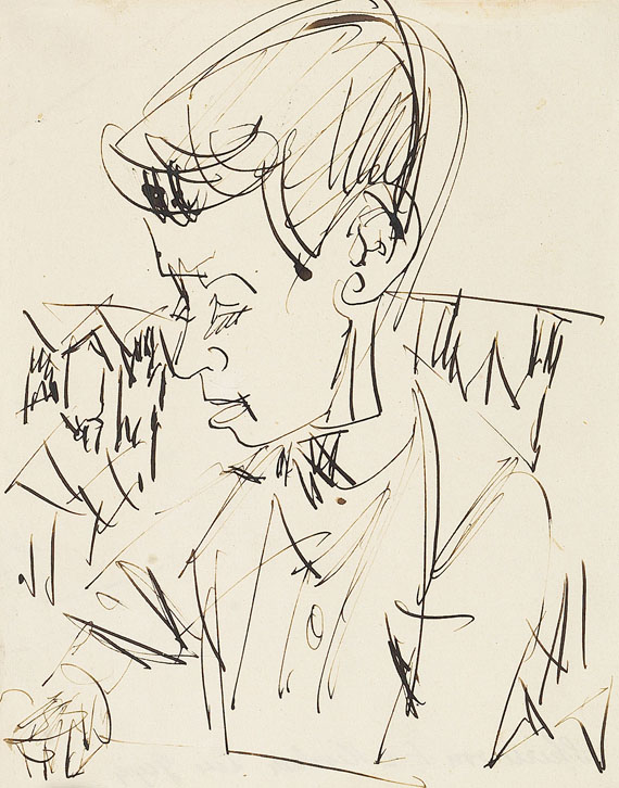 Ernst Ludwig Kirchner - Porträtskizze eines jungen Mannes
